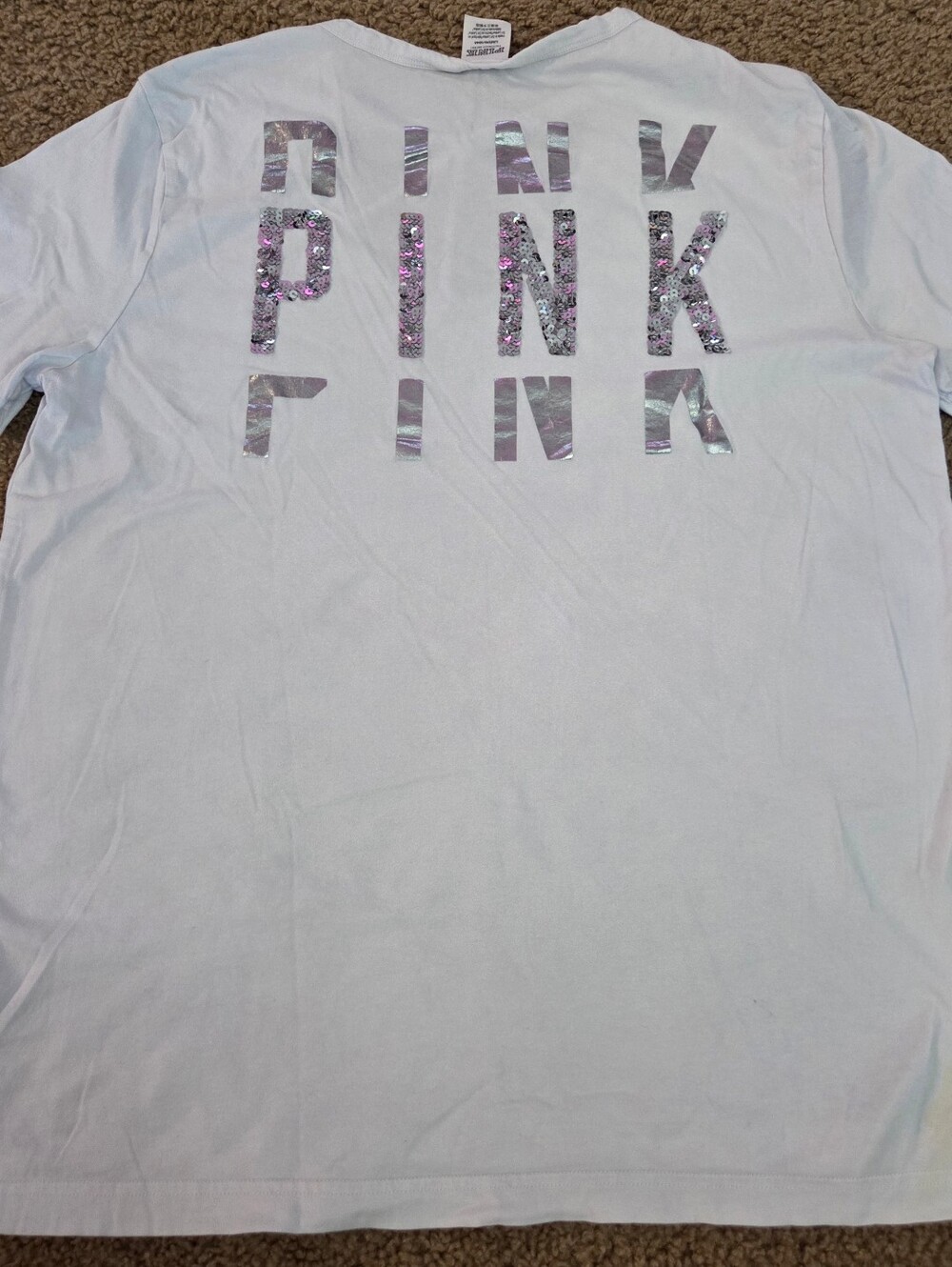PINK Victoria's Secret Large Bling Sequin Strappy Neck Oversized Tee